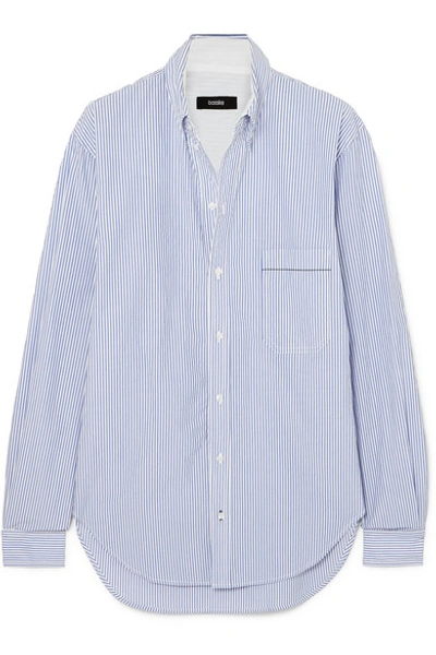 Shop Bassike Striped Cotton-poplin Shirt In Blue