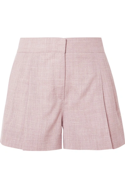 Shop Casasola Pleated Wool, Silk And Linen-blend Shorts In Blush