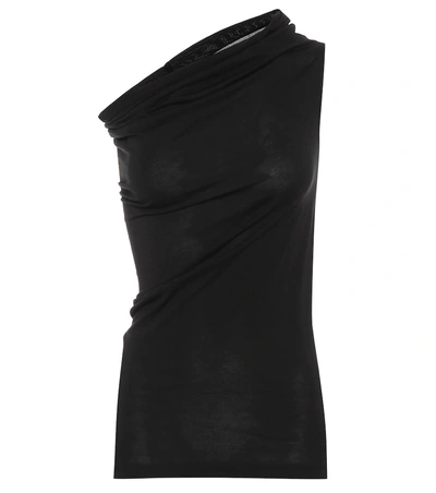 Shop Rick Owens Lilies Cotton-blend One-shoulder Top In Black