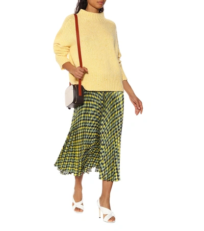 Shop Joseph Pleated Silk Skirt In Green