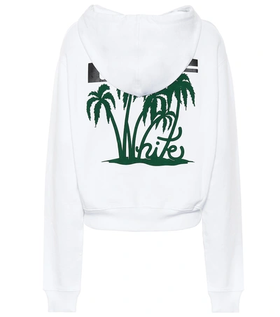 Shop Off-white Island Cropped Cotton Hoodie In White