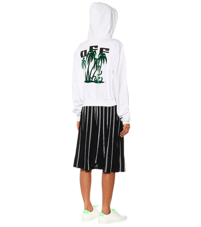 Shop Off-white Island Cropped Cotton Hoodie In White