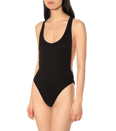 Shop Off-white Logo One-piece Swimsuit In Black