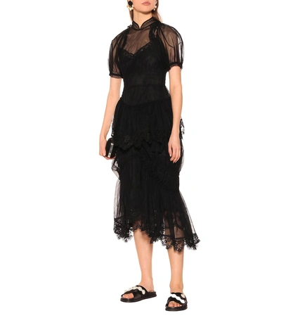 Shop Simone Rocha Tulle Midi Dress In Black