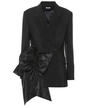 Shop Miu Miu Embellished Mohair And Wool Blazer In Black