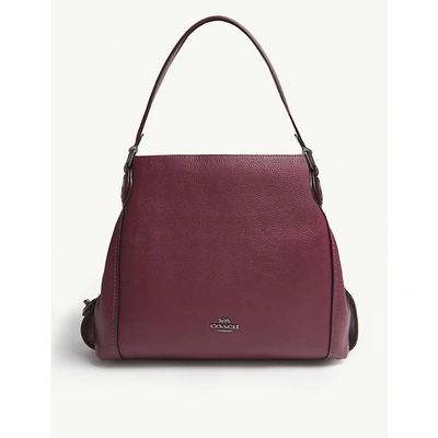 Shop Coach Edie 31 Leather Shoulder Bag In Gm/dark Berry