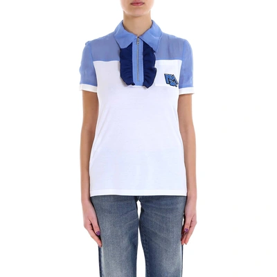 Shop Prada Silk Insert Polo Shirt In Multi