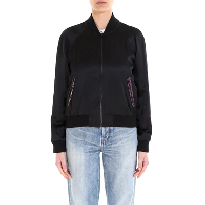 Shop Saint Laurent Beaded Bomber Jacket In Black