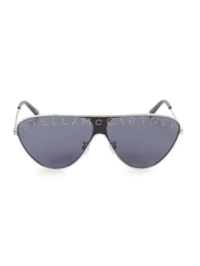 Shop Stella Mccartney 99mm Pilot Logo Sunglasses In Silver