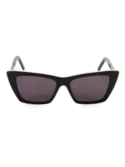 Shop Saint Laurent 53mm Square Cat-eye Sunglasses In Black