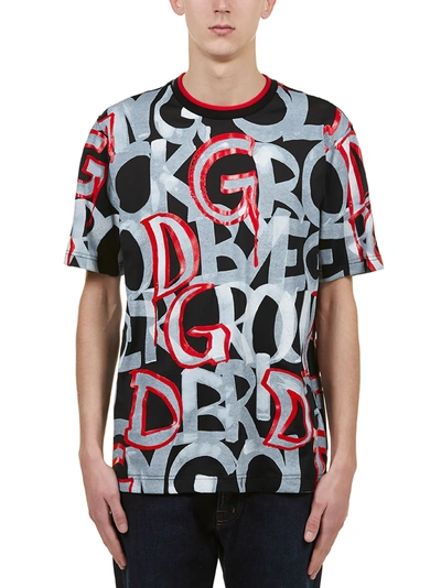 Shop Dolce & Gabbana Graffiti Logo T-shirt In Nero Rosso Grigio