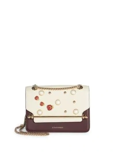 Shop Strathberry Mini East/west Faux Pearls Leather Shoulder Bag In Multi
