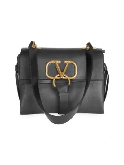 Shop Valentino Garavani Small Vsling Leather Shoulder Bag In Black