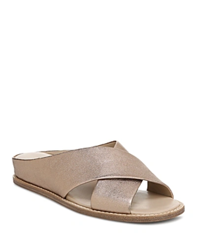 Shop Vince Women's Fairley Leather Slide Sandals In Copper Metallic Leather