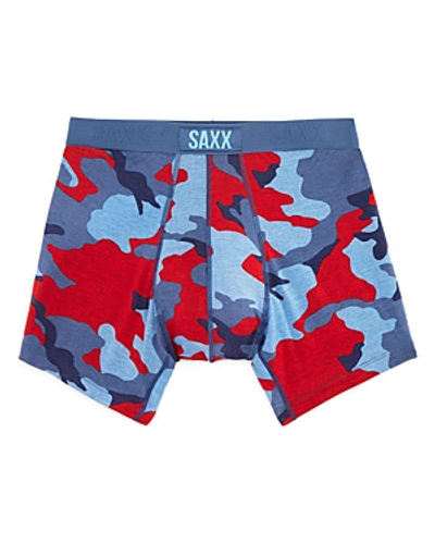Shop Saxx Vibe Camouflage-print Boxer Briefs In Blue/red
