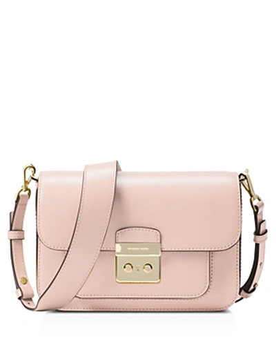 Shop Michael Michael Kors Sloan Editor Large Leather Shoulder Bag In Soft Pink/gold