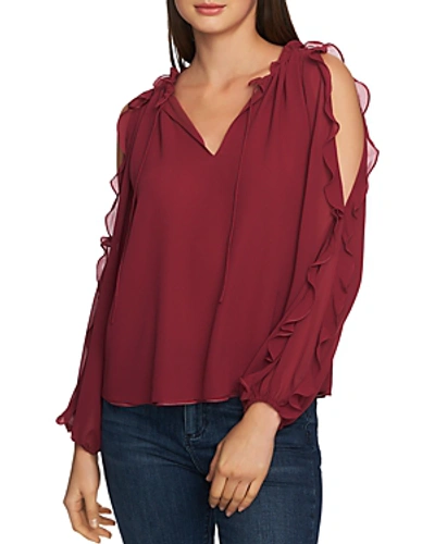 Shop 1.state Ruffled Cold-shoulder Top In Plumberry