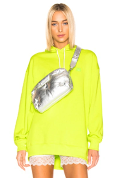 Shop Acne Studios Farrin Face Hoodie In Lime Green