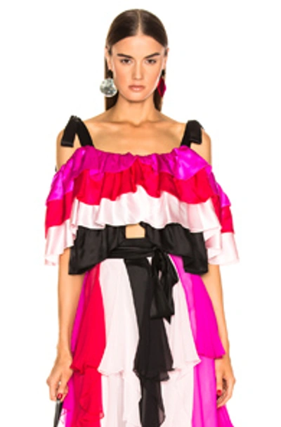 Shop Rodarte Tiered Off The Shoulder Blouse In Multi