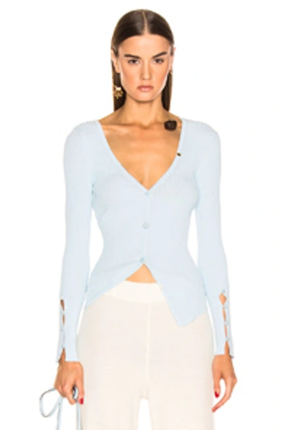 Shop Jacquemus Tordu Cardigan In Baby Blue