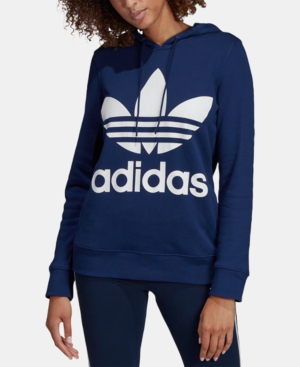 adidas trefoil hoodie blue