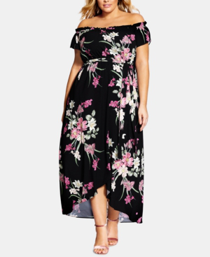 city chic black floral dress