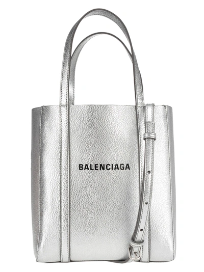 Shop Balenciaga Mini Shopping In Silver