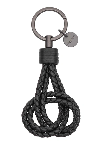 Shop Bottega Veneta Double Knot Keyring In Nero