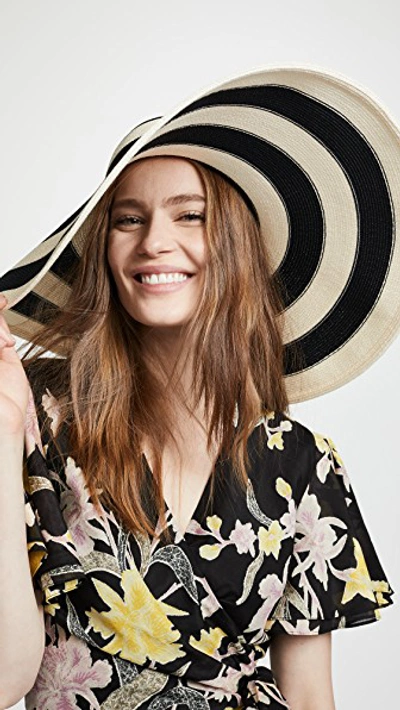 Eugenia Kim Sunny Striped Wide Brim Sun Hat In Ivory/black | ModeSens