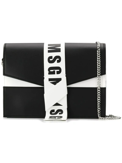 Shop Msgm Logo Strap Crossbody Bag - Black