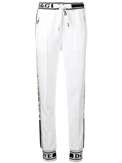 Shop Dolce & Gabbana Logo Waistband Track Pants - White