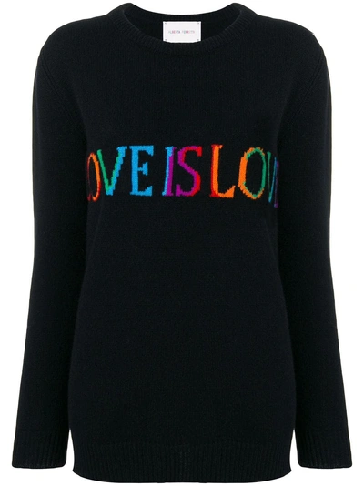 Shop Alberta Ferretti Love Intarsia Sweater - Black