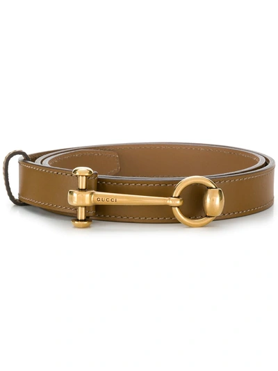 Shop Gucci Horsebit Detail Belt - Brown