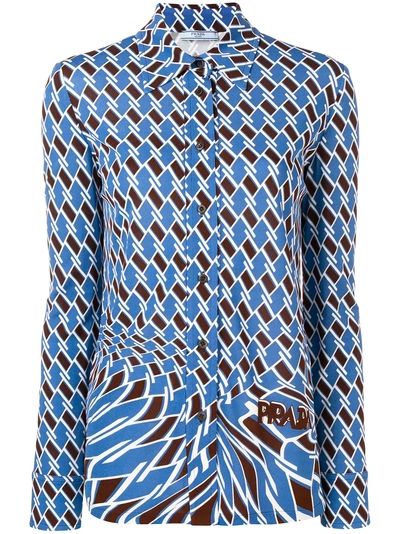 Shop Prada Printed Shirt - Blue