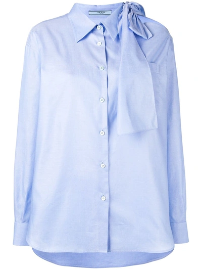 Shop Prada Bow Collar Shirt - Blue