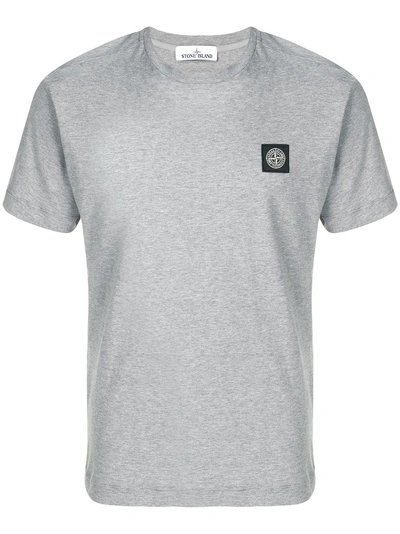Shop Stone Island Logo T-shirt - Grey