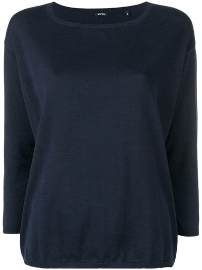 Shop Aspesi Boat Neck Top In Blue