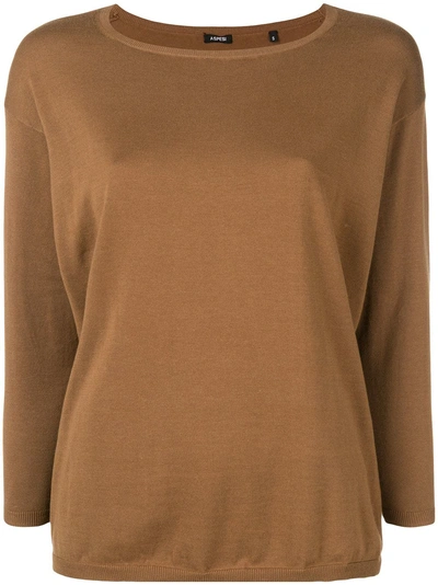 Shop Aspesi Boat Neck Knitted Top - Brown