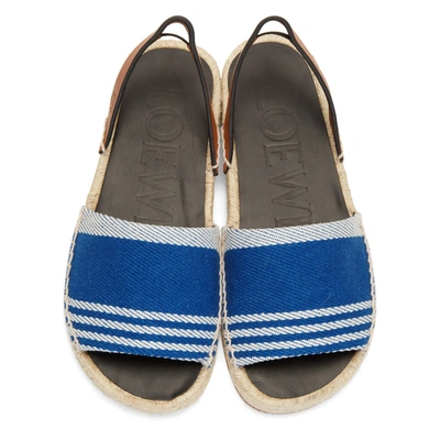 Shop Loewe Blue And Tan Striped Espadrilles In 5485 Blue