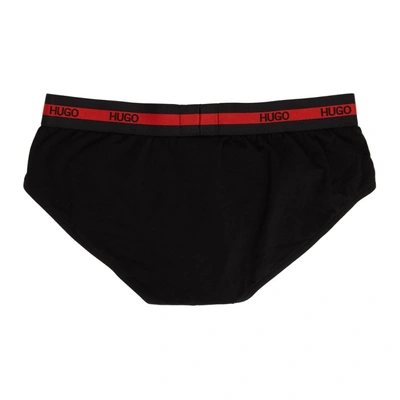 Shop Hugo Two-pack Black Hip Briefs In 001 Black