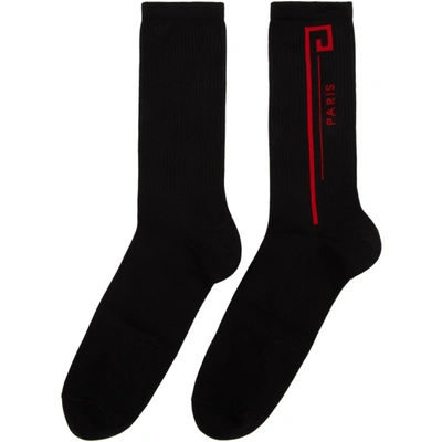 Shop Givenchy Black And Red Logo Socks In 090 Blkred
