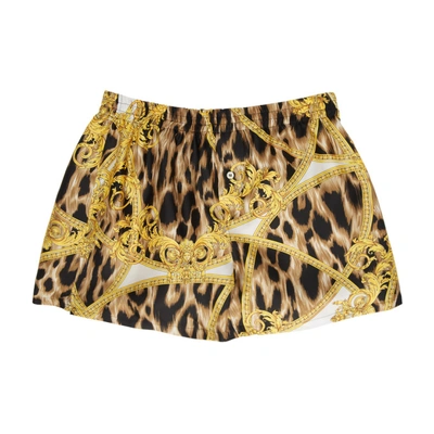 Shop Versace Underwear Black And Yellow Leopard Brocade Boxers In A701 Print