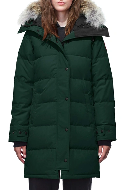 Shop Canada Goose Shelburne Genuine Coyote Fur Trim Down Parka In Spruce