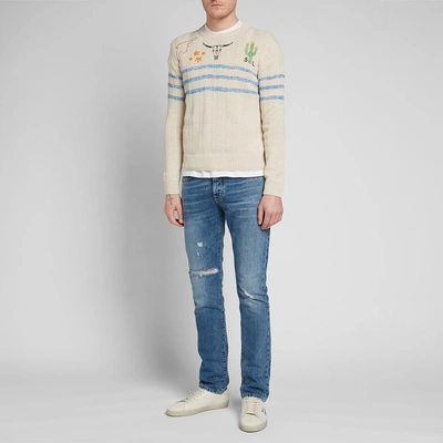 Shop Saint Laurent Wild West Crew Knit In White