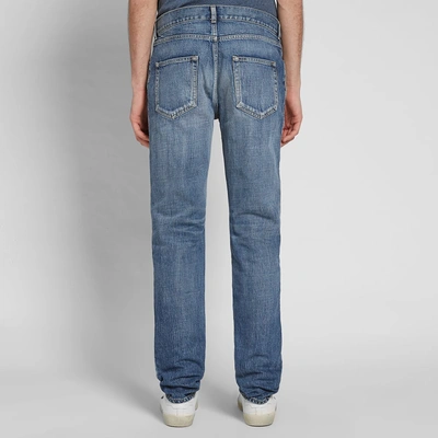 Shop Saint Laurent Skinny Low Jean In Blue