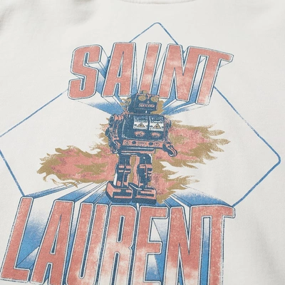 Shop Saint Laurent Damaged Robot Popover Hoody In White