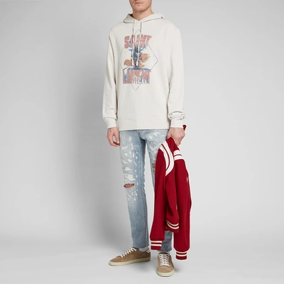 Shop Saint Laurent Damaged Robot Popover Hoody In White