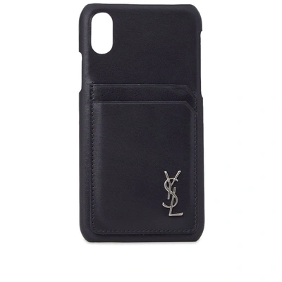 Shop Saint Laurent Smooth Leather Iphone X Case In Blue