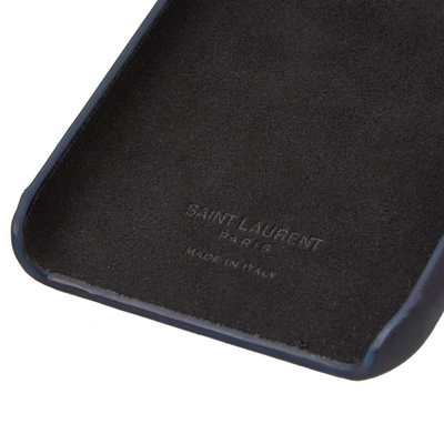 Shop Saint Laurent Smooth Leather Iphone X Case In Blue