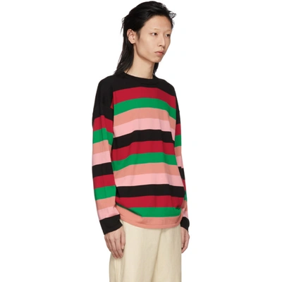 Shop Loewe Multicolor Stripe Sweater In 7274 Red Pn
